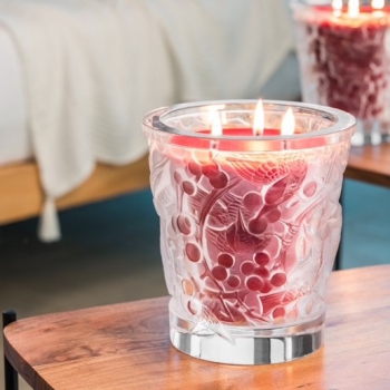 Vase Bougie Merles et raisins- Photo officelle Lalique